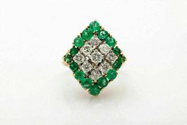 Gorgeous Ring 1.00 CT Round Emerald &amp; Diamond Wedding Ring 14k Yellow Gold Over - £96.55 GBP