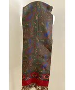 VINTAGE MEN’S SILK OPERA SCARF W FRINGE Made England 58&quot; x 12&quot; - $74.25
