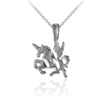 Sterling Silver Tiny Flying Unicorn DC Charm Necklace - £11.72 GBP+