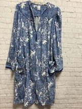 Lissome Lounge Robe Housecoat Soft Front Zip 2 Pocket Paisley Blue White Sz S - £7.90 GBP