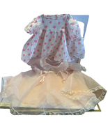 Lot 2 Vintage Baby Dresses Flocked Swiss Dots Sheer Pink White Lace 12 M... - £10.65 GBP