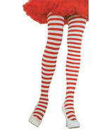 Leg Avenue Women&#39;s Plus Size Nylon Striped Tights, White/Red, 1X / 2X - $93.17 CAD