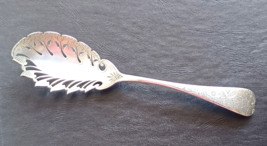 Antique Fancy Sterling Silver Macaroni Server Pierced Serving Spoon Flor... - $1,282.05