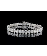 11Ct Lab Created Oval Cut Tennis Bracelet in 14K White Gold Plated for W... - $296.20