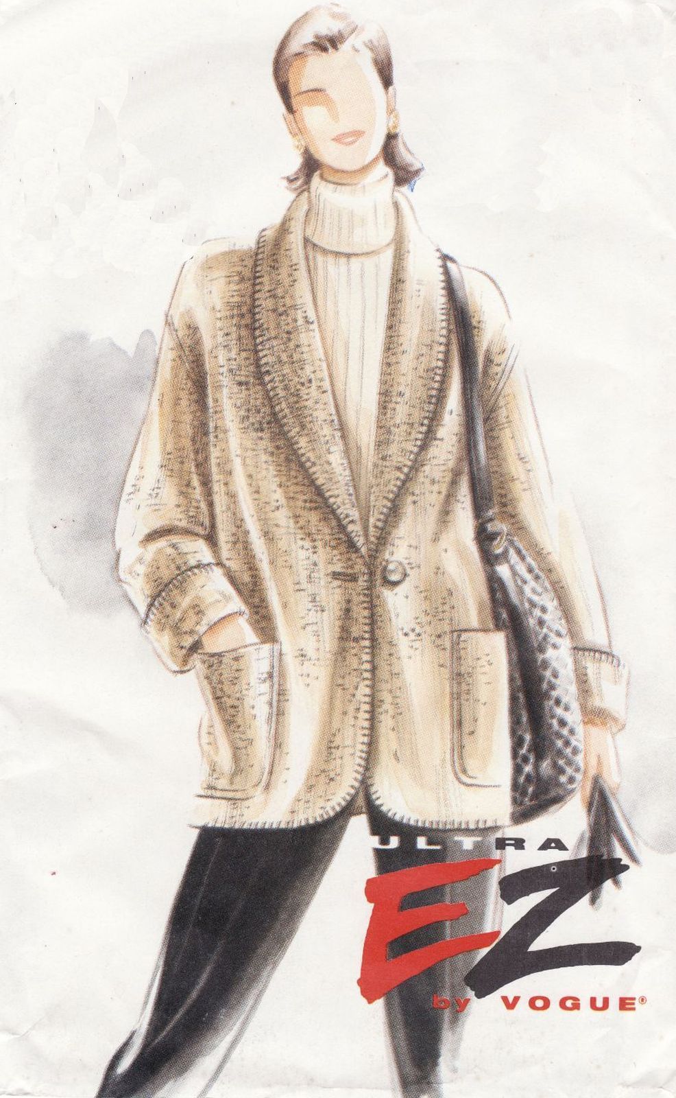 Misses Ultra Easy Vogue Loose Fit Below Hip Shawl Collar Jacket Sew Pattern 6-10 - $9.99