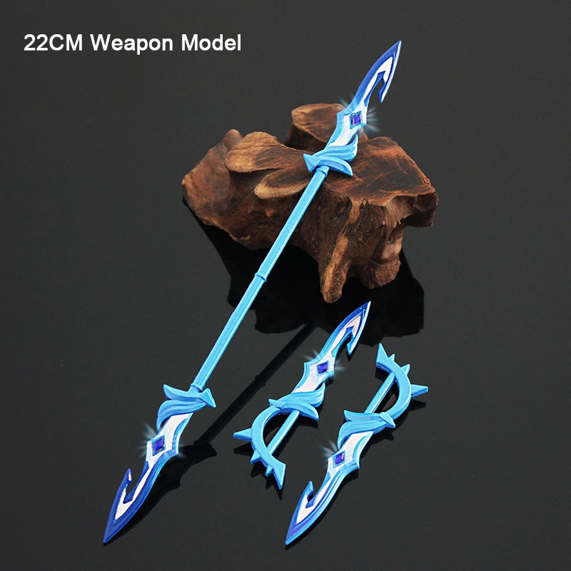22CM Tartaglia Anime Figures Metal Weapon Models Double Sword Spear Genshin - £8.19 GBP+