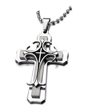 Tri-layer Man s Stainless Steel Cross in - £54.63 GBP
