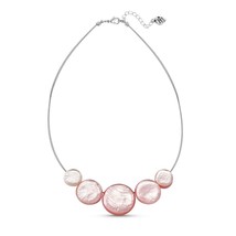 Stunning Iridescence Pink Colored Circles Capiz Shell Wire Choker Necklace - £16.57 GBP