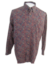 Roundtree &amp; Yorke Men Dress Shirt long sleeve paisley sz L cotton purple... - $17.81