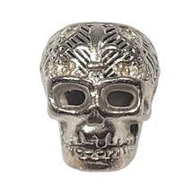 Gnoce Fleur-De-Lis Hollow Skull 925 Sterling Silver Bead Charm Barrel  - £14.81 GBP