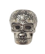 Gnoce Fleur-De-Lis Hollow Skull 925 Sterling Silver Bead Charm Barrel  - £14.76 GBP