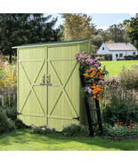 64&quot; Tree Bud Green Cedar Wood Outdoor Storage Shed with Single Slope Roo... - €353,44 EUR