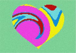 Pepita needlepoint canvas: Heart Tie Dye, 10&quot; x 7&quot; - $50.00+