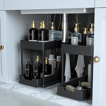 2-Pack Under Sink Organizers|Pull Out 2 Tier Slide Out Sink Shelf Cabinet Storag - £35.17 GBP