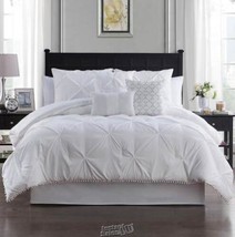 Pom-Pom 7-Piece Embellished Comforter Set White California King - £121.47 GBP