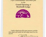 Beartooth Lodge Grand Opening Program &amp; Menu Dec 15, 1990 Cody Wyoming  - £17.34 GBP