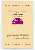 Beartooth Lodge Grand Opening Program &amp; Menu Dec 15, 1990 Cody Wyoming  - £17.13 GBP