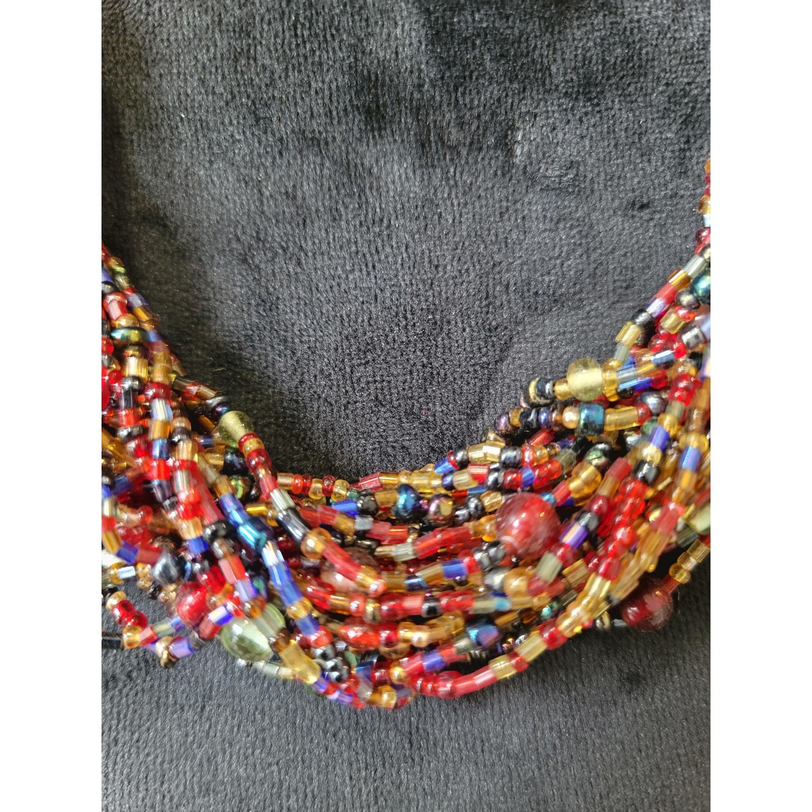 Women's Talbots Multicolor Beaded Statement Necklace Lobster Clasp Item image 6