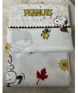 Peanuts Snoopy Woodstock Fall Leaves Hat &amp; Scarf Fabric Shower Curtain 7... - $29.69
