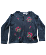 Vintage Ugly Christmas Sweater Black Sweater With WREATHS AND BELLS Size L - €21,28 EUR