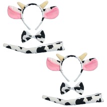 Halloween Cow Headband Bow Tie Tail Milk Cow Hair Bands Headpiece Women Cow Ears - £18.51 GBP