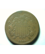 1865 TWO CENT PIECE GOOD+ G+ NICE ORIGINAL COIN FROM BOBS COINS FAST SHI... - $21.00