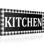 Kitchen Sign Buffalo Plaid Wooden Black and White Wall Decor 13.8 X 5.1 ... - $9.91