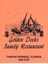 Golden Docks Family Restaurant Menu Tarpon Springs Florida 1990&#39;s Greek Food - £13.95 GBP