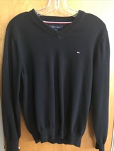 Tommy Hilfiger Men’s M Black Long Sleeve V Neck Premium Cotton Pullover Sweater - £15.39 GBP