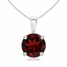 Angara 8MM Natural Garnet Pendant Necklace  for Women in Sterling Silver - £156.00 GBP