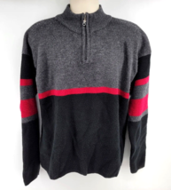 Neve Wool Sweater Men&#39;s XL 1/4 Zip Gray Black Red - $33.62