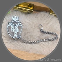 Little Lapel Pin Number 4 Rhinestone Brooch Silver Tone • Vintage Jewelry - $4.90