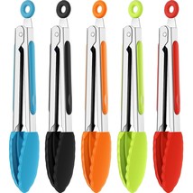 5 Pieces Small Silicone Tongs 7 Inch Mini Serving Kitchen Tongs With Silicone Ti - £24.12 GBP