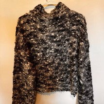Hollister Chunky Knit Cropped Sweater Size Small Black Gray Marled Turtl... - $16.83