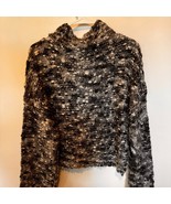 Hollister Chunky Knit Cropped Sweater Size Small Black Gray Marled Turtl... - $23.69 CAD