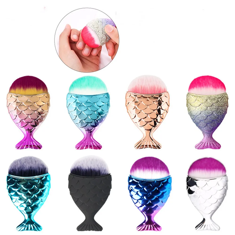 Colorful Fish Tail Shape Nail Brush Soft Cleaning Dust Powder Manicure C... - £10.93 GBP+