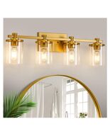Gold Bathroom Light Fixtures, 4 Brushed Vanity Light, Lights Over Mirror... - $110.42 CAD