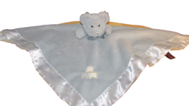 Bearington Baby gray plush bear rattle security blanket silver satin ABC blocks - £19.46 GBP