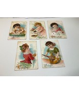 Set Of 5 Antique Mon. Thru Fri. Swift&#39;s Pride Soap Trade Cards Girls U.S.A. - $19.80