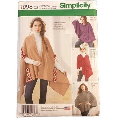 Simplicity 1098 Misses' Fleece Ponchos and Wraps One Size UC - $3.31