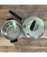 Vtg Flint Radiant Heat Core 3 Quart Sauce Pan w/ Double Boil Insert &amp; Li... - $555.00 MXN