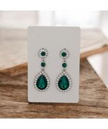 Green Clear Gemstone Crystal Drop Earrings Silver - €20,39 EUR
