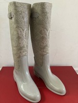 NIB 100% AUTH Rene Caovilla Metallic Jacquard Studded PVC Rain Boots Sz 40  - £302.05 GBP