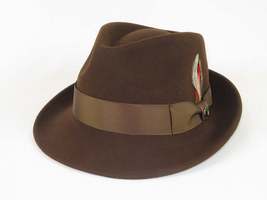 Men BENTLY HEADWEAR Hat Australian Wool Pinch Front Fedora Hudson HU421 Brown image 4