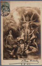 1906 Cherubs Angels France Art Painting Type Blanc Maximum Appealing  MAXI CARD - £22.18 GBP