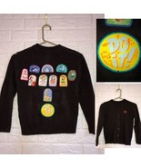 Girl Scouts Vtg Brownie Youth Knit Button Sweater Uniform Patches 1992 W... - $1,074.20 MXN