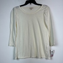 Style &amp; Co Womens Petite PM White Scoop Neck 3/4 Sleeve Top NWT A13 - £23.40 GBP