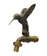 Brass Garden Aqua-Faucet Tap Spigot Hummingbirds Animal Outdoor Yard Vin... - £49.09 GBP