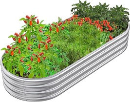 6x2.3x1ft Galvanized Raised Garden Bed for Flowers Outdoor Raised Planter Box Ba - £91.75 GBP