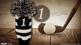 NEW Driver #1 Vintage Retro Pom Pom Head Cover Knit Sock Black Golf Headcover - $14.65